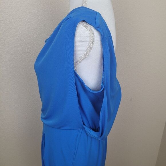 Vince Camuto Blue Blouson Drape Dress Size 6 (4681) - Picture 3 of 7